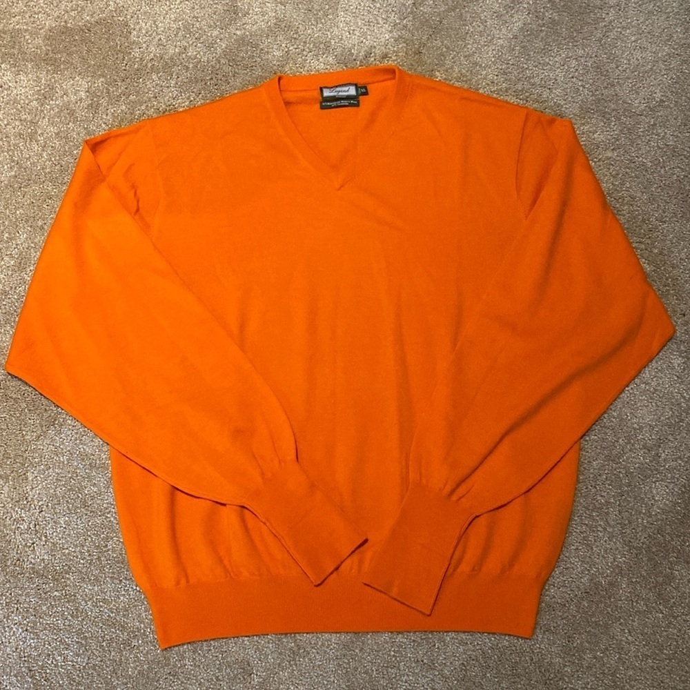 House of Carrington Legend Mercerized Merino Wool Cashmere V Neck Sweater XL